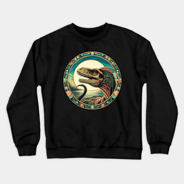 Dilophosaurus Art Noveau Dinosaur Crewneck Sweatshirt by RCDBerlin